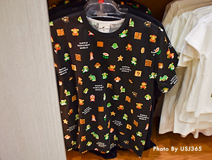 Tシャツ スーパー・ニンテンドー・ワールド パターン柄 8bitマリオ